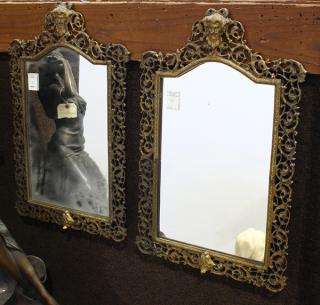 Appraisal: Pair of Neoclassical style patinated bronze framed mirrors Pair of