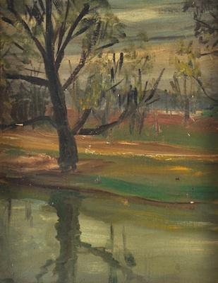 Appraisal: Unknown Artist American th Century River scene Oil on canvasboard