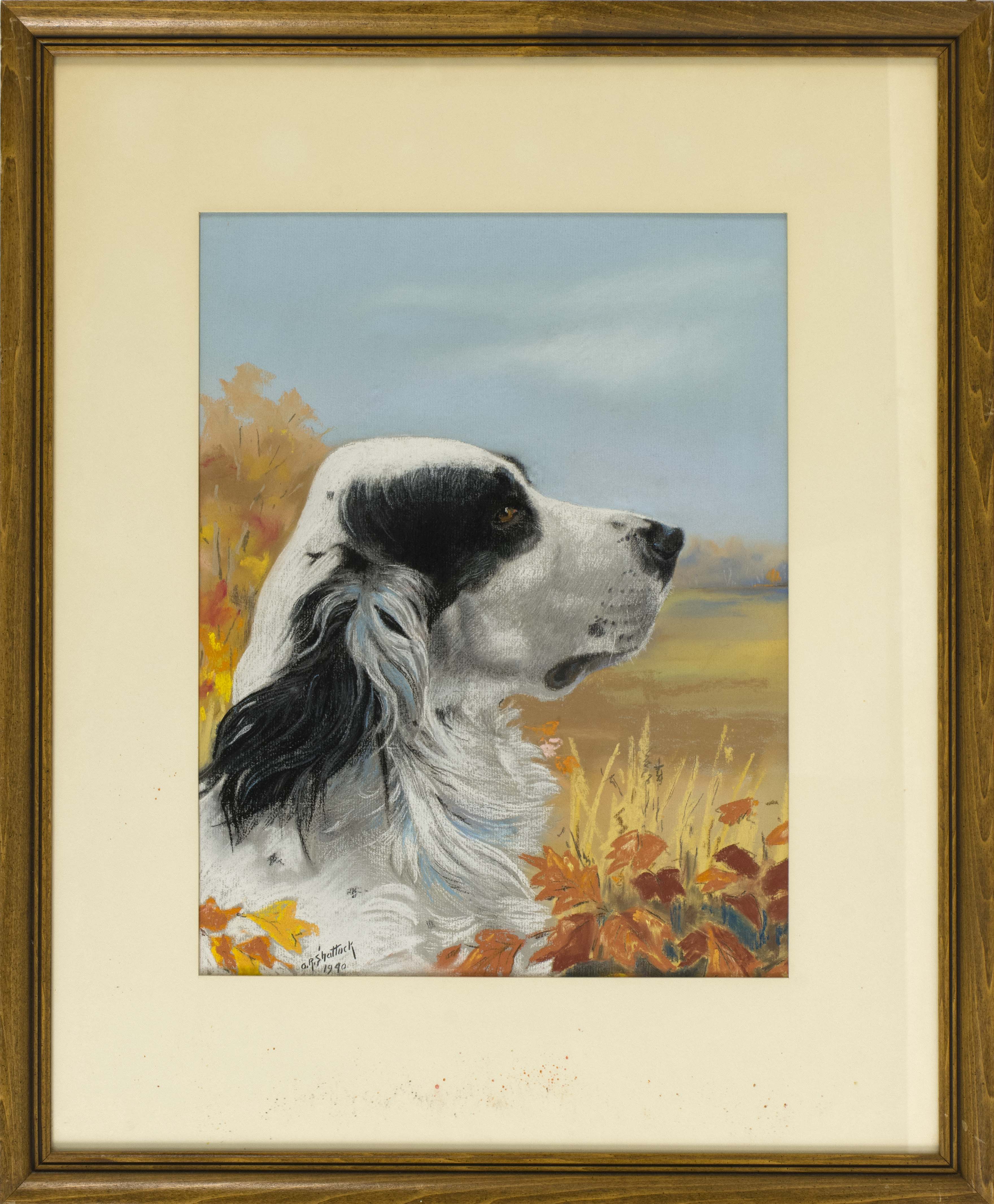 Appraisal: OLIVER R SHATTUCKAmerican th CenturyStudy of an English setter's head