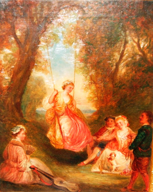 Appraisal: th th Century SchoolGirl on a swing with others oils