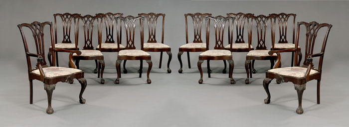 Appraisal: SET OF TWELVE CENTENNIAL CHIPPENDALE- STYLE CARVED MAHOGANY DINING CHAIRS