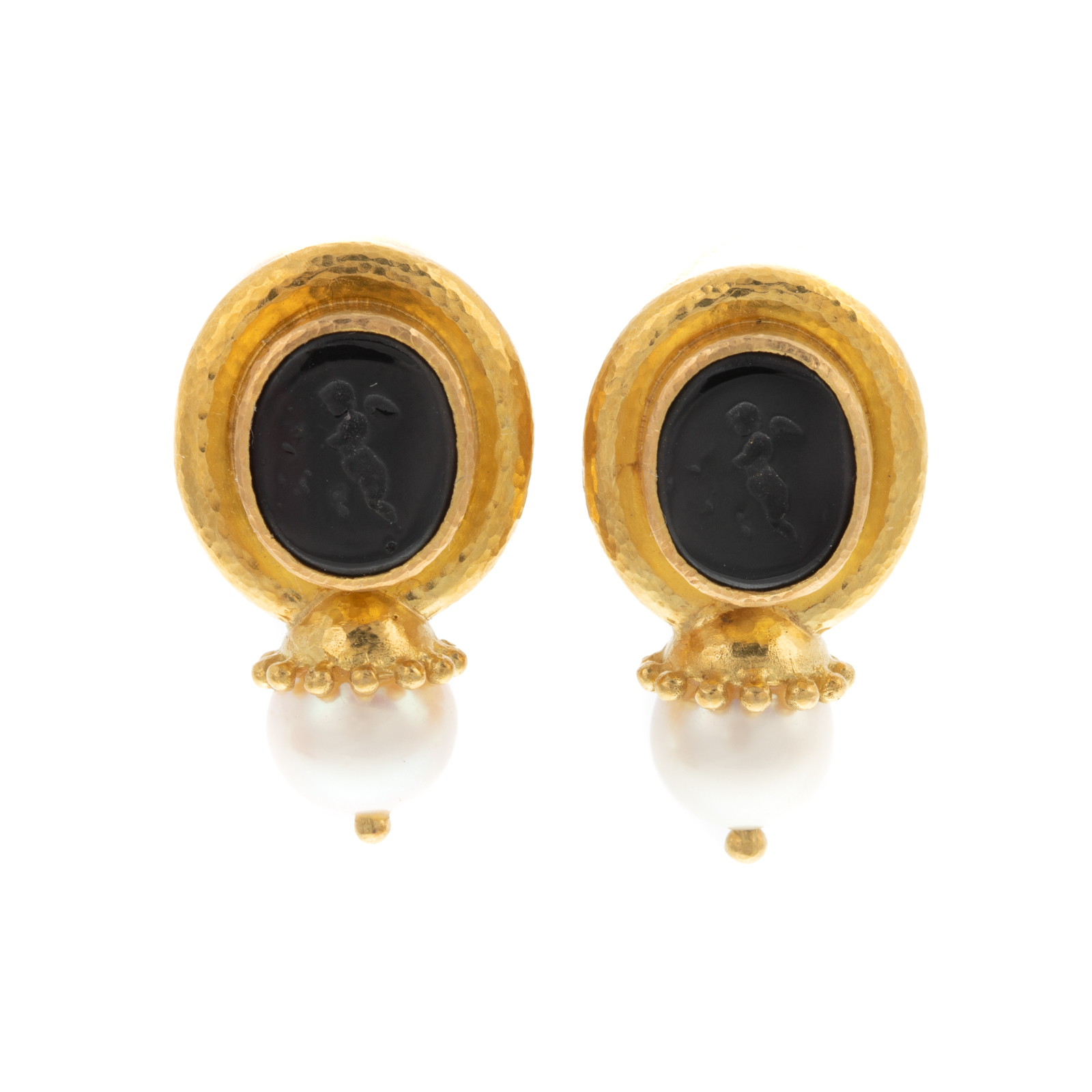 Appraisal: A PAIR OF K INTAGLIO EARRINGS BY ELIZABETH LOCKE K