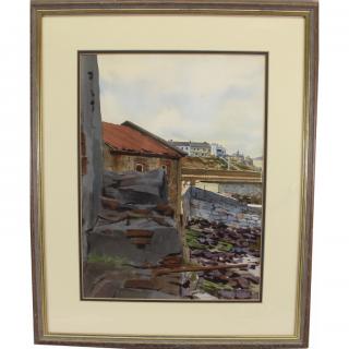 Appraisal: th C Watercolor of Coastal New England Town th C