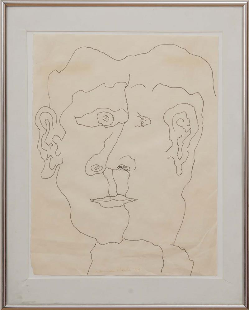 Appraisal: NORMAN MAILER - TWO HEADS AND HEAD Ink on paper