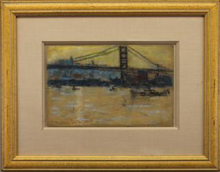 Appraisal: Frederick Wagner - Pastel of Bridge on East River New