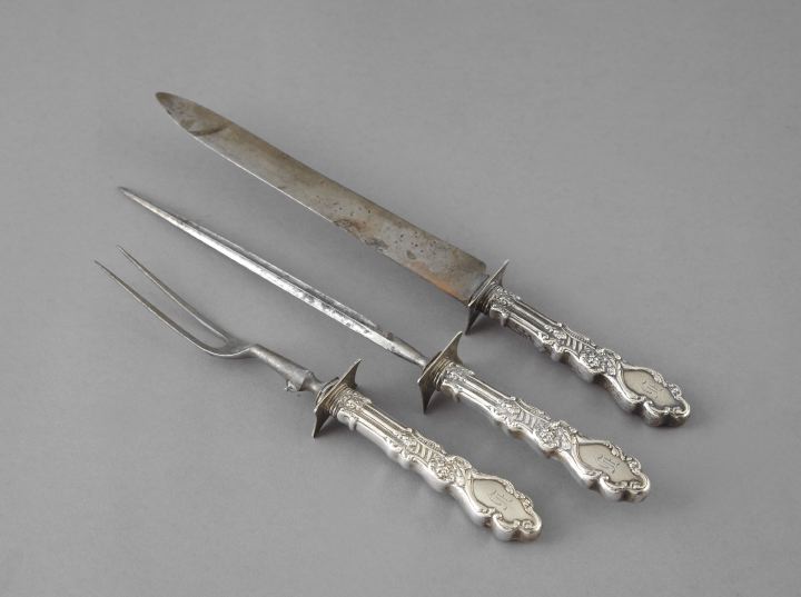 Appraisal: Rare Three-Piece Gorham Sterling-Handled Carver's Set in Marie Antoinette decor