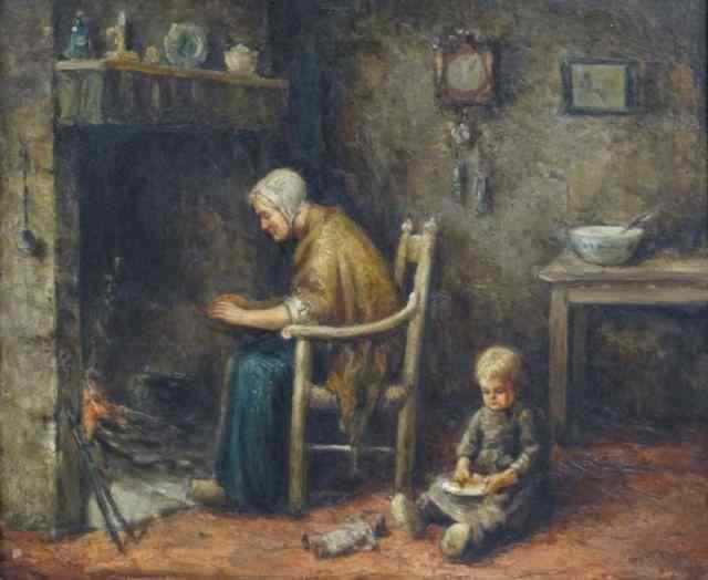 Appraisal: MONNICKENDAM O C of a Woman Child by Fireside Signed