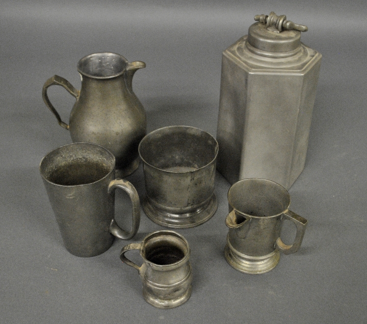 Appraisal: - Six pieces of th th c Continental pewter tableware