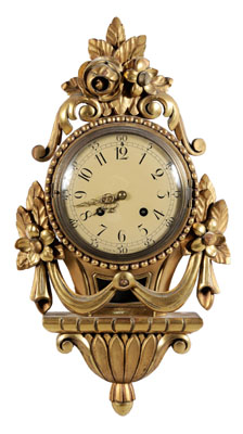 Appraisal: Gilt Wall Clock Swedish th century carved and gilt ornaments