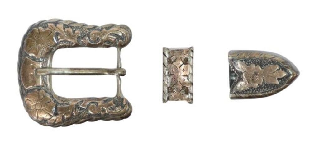 Appraisal: piece Western sterling silver and kt gold ranger belt buckle