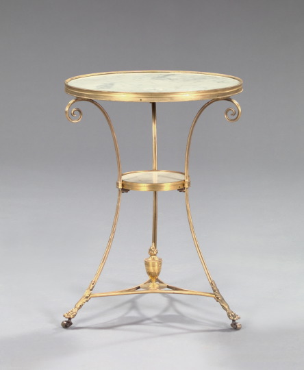 Appraisal: Empire-Style Gilt-Metal and Marble-Top Gueridon the inset circular Carrara marble