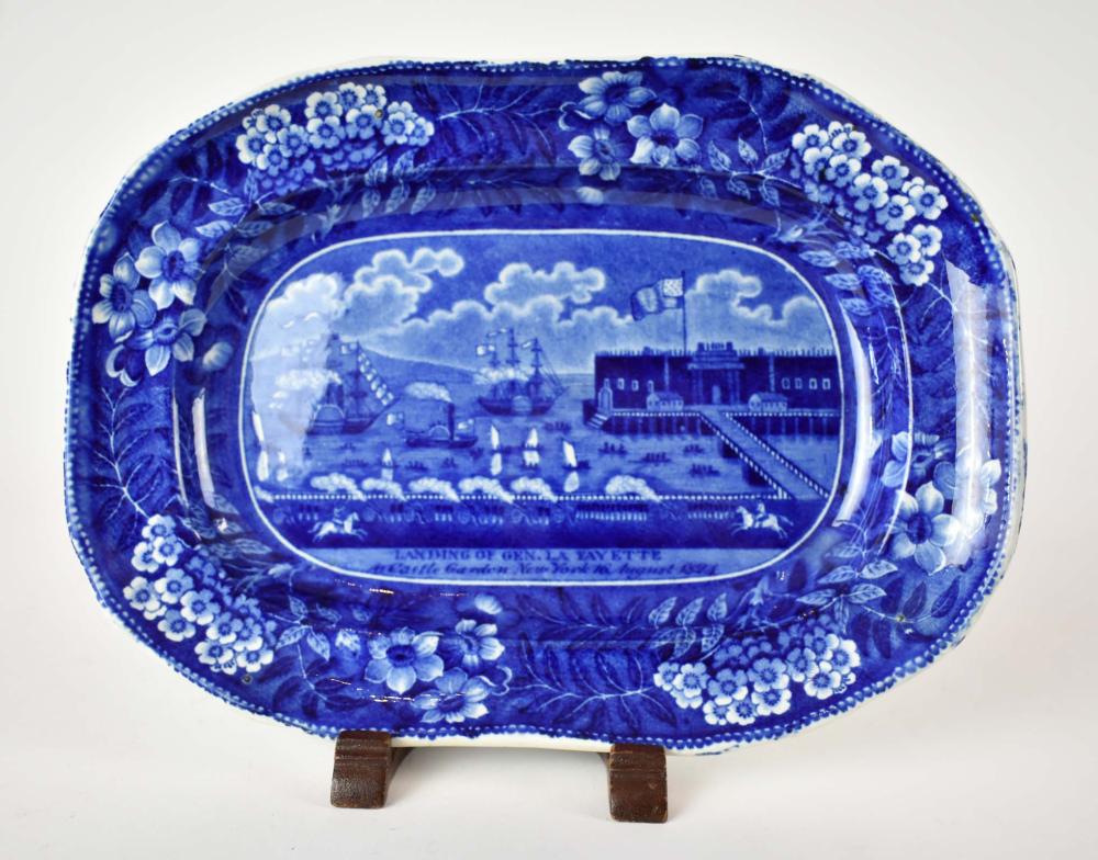 Appraisal: LAFAYETTE CENT STAFFORDSHIRE FLO BLUE OVAL PLATTERMid th Century The