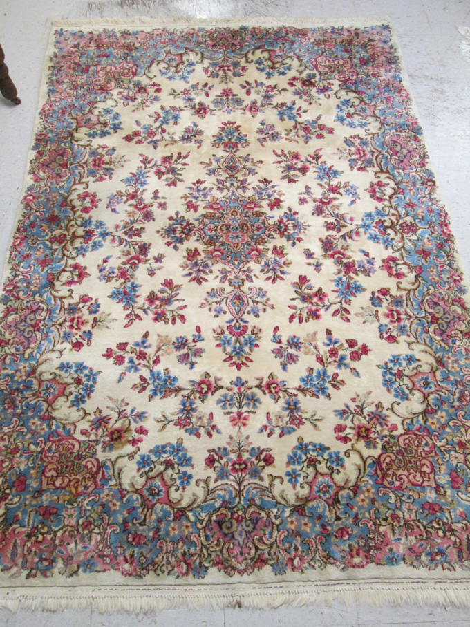 Appraisal: SEMI-ANTIQUE PERSIAN LAVER KERMAN AREA RUG Kerman Province southeastern Iran