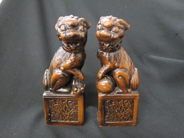 Appraisal: Pair of Chinese Bronzed Foo Dog Figurines male and female