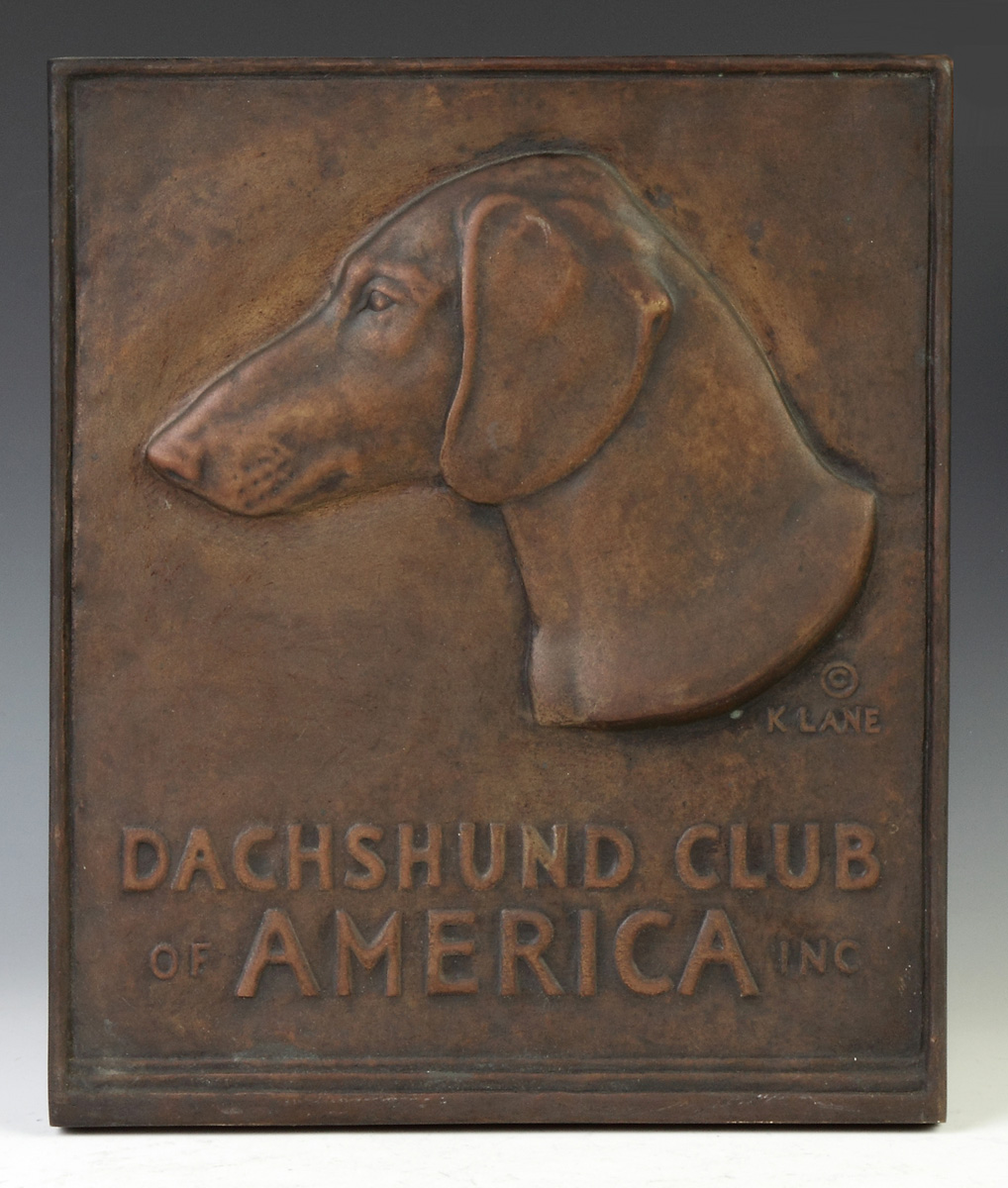 Appraisal: Bronze Relief Plaque Daschund Club of America Sgn K Lane