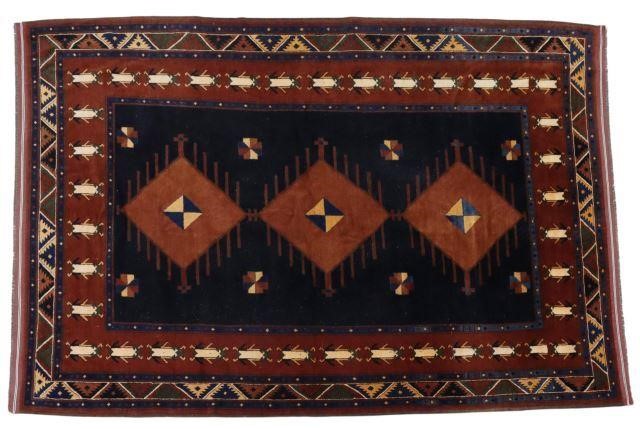 Appraisal: Hand-tied Balochi rug executed in red blue orange and tan