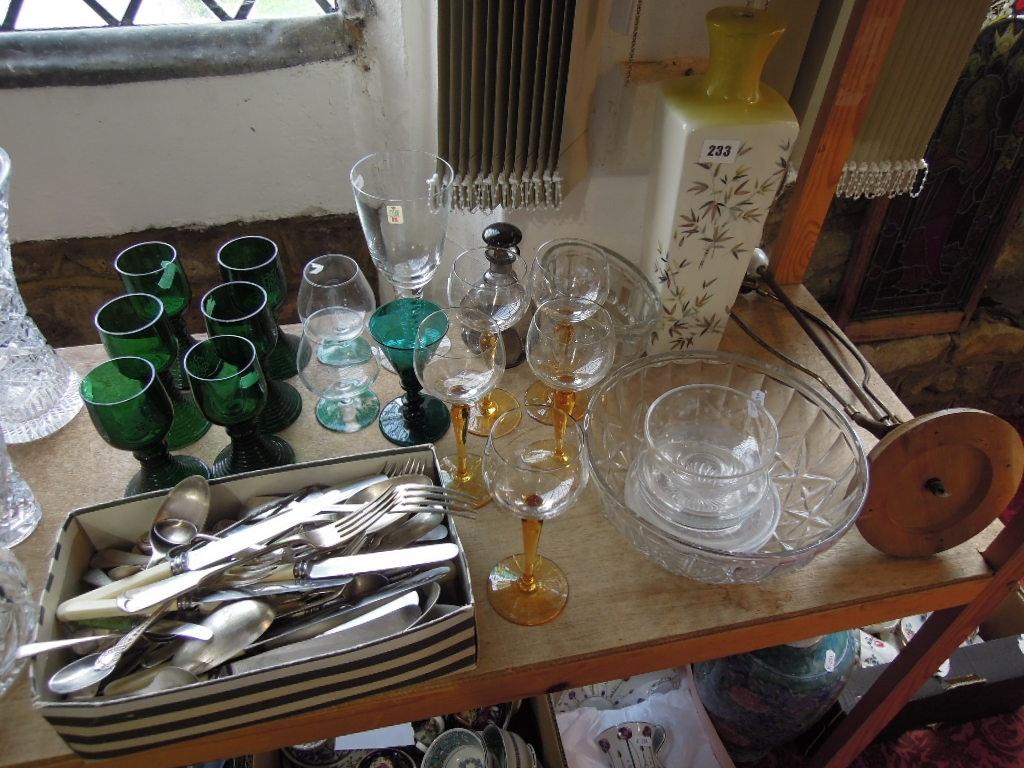 Appraisal: A collection of glassware including a Georgian green glass drinking