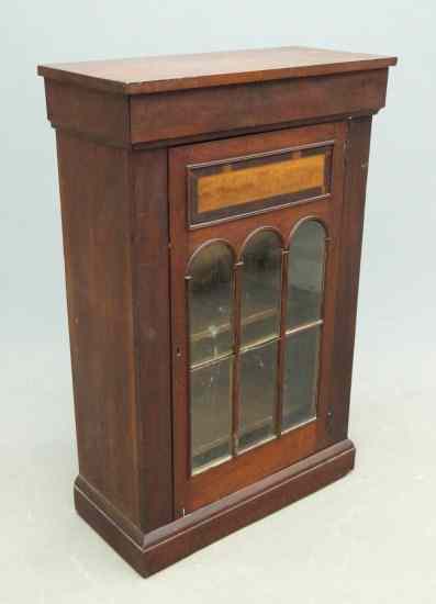 Appraisal: th c North Shore single door hanging cupboard with satinwood