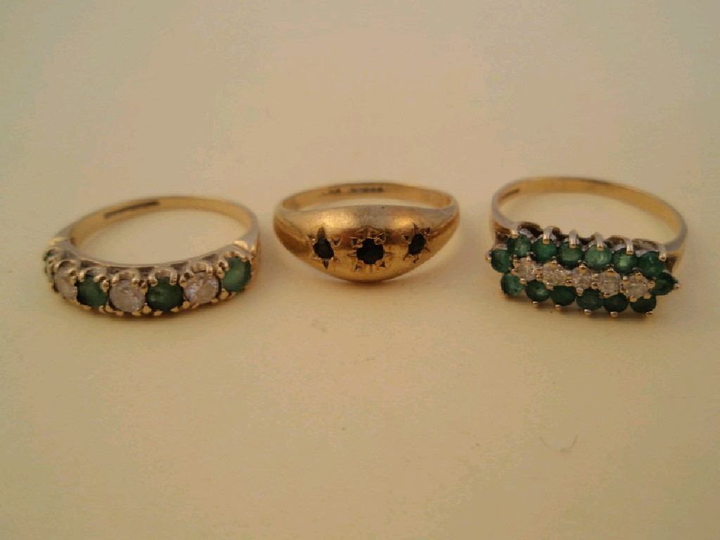 Appraisal: Three ct gold stone set rings various styles