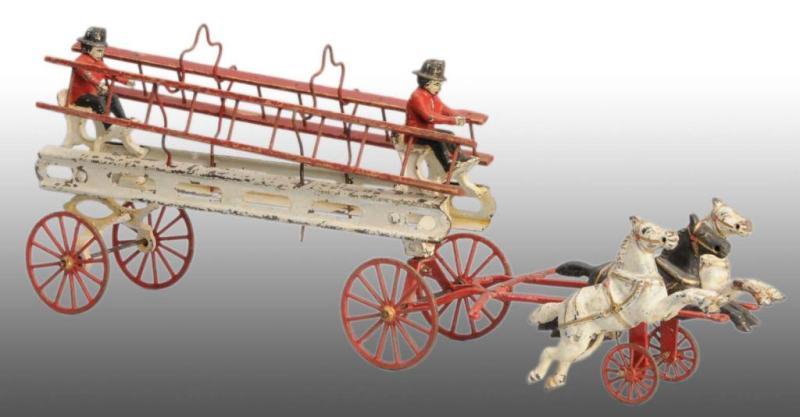 Appraisal: Cast Iron Tin Horse-Drawn Fire Ladder Toy Description Includes two