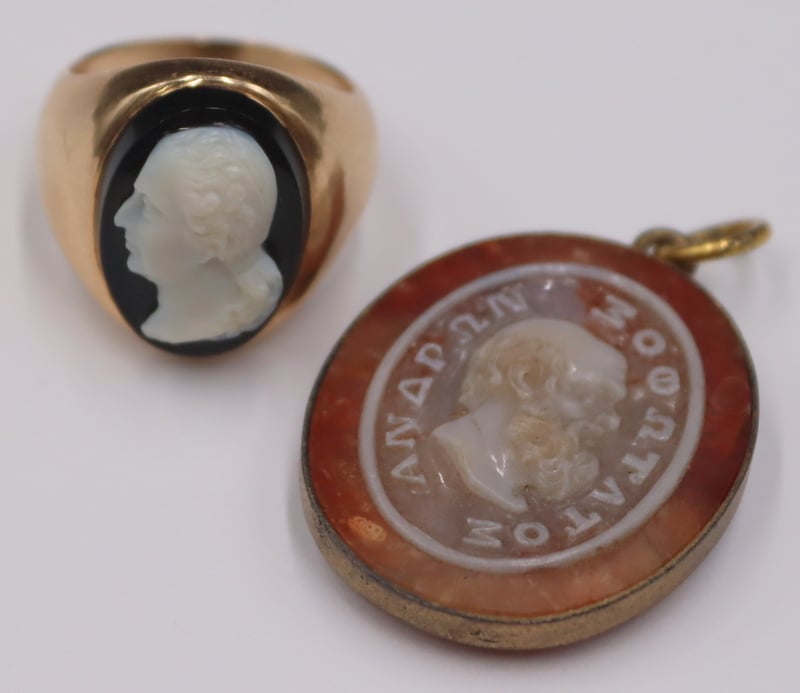 Appraisal: JEWELRY KT GOLD MOUNTED CARVED CAMEO OF A Gentleman kt