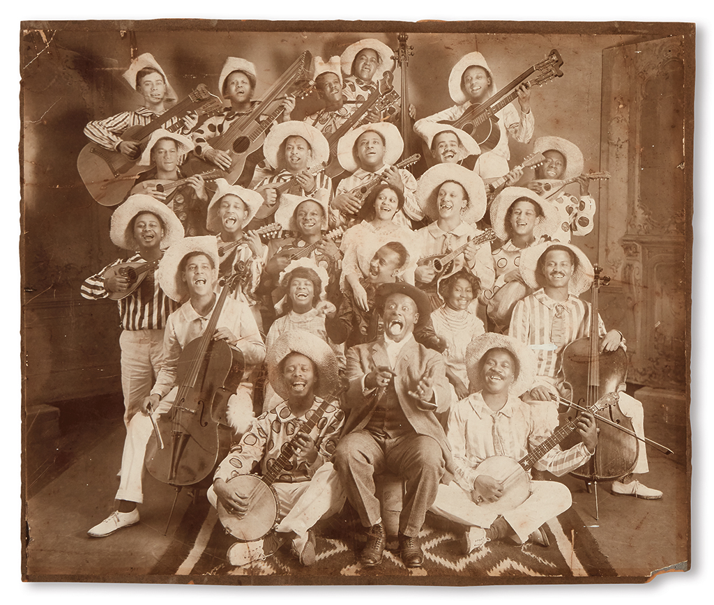 Appraisal: MUSIC--MINSTRELSY Photograph possibly of Callenders' Georgia Minstrel Troupe Large silver