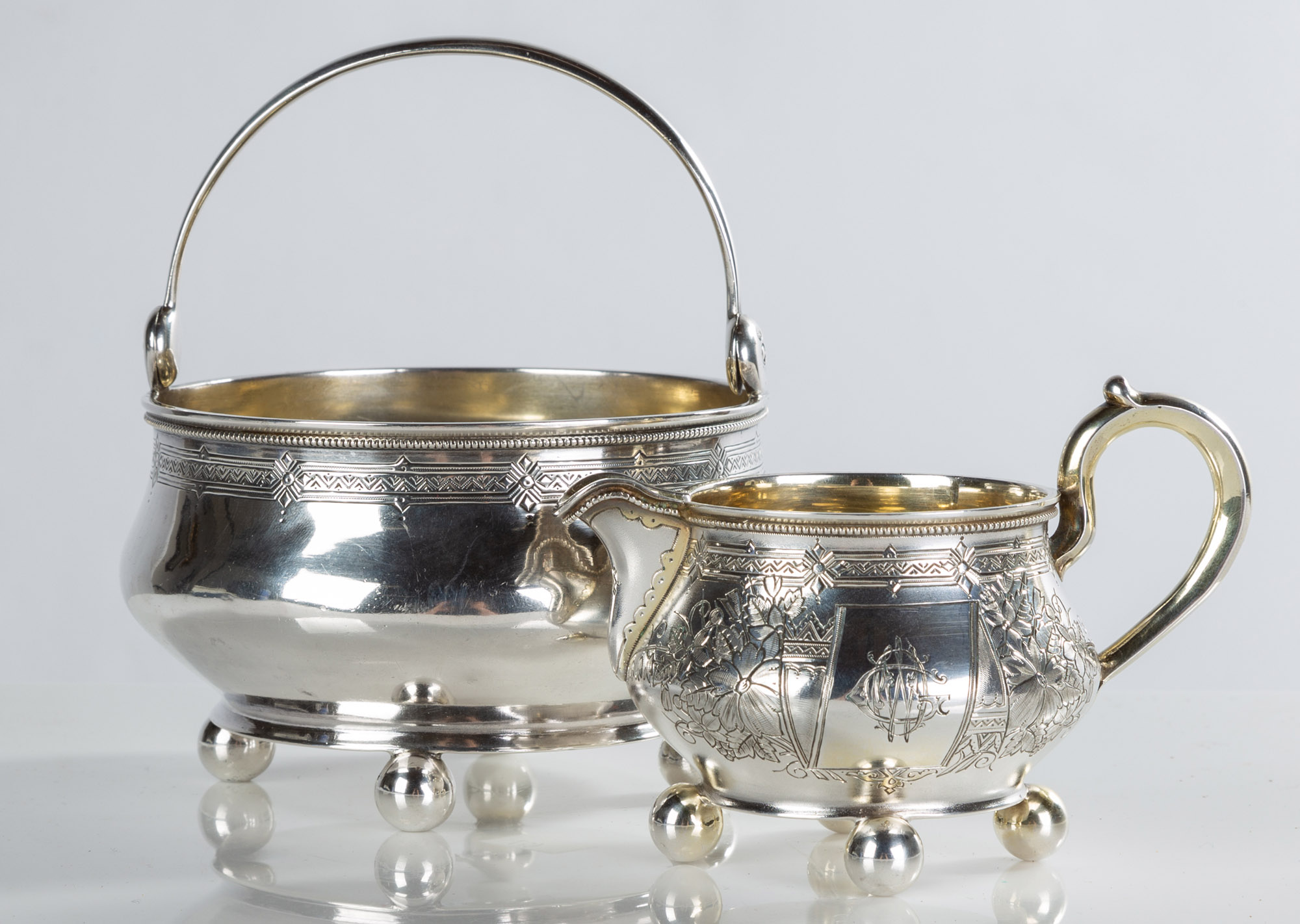 Appraisal: FABERGE SILVER SUGAR BASKET CREAMER circa - troy ounces