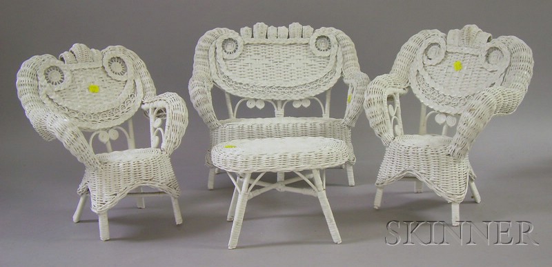 Appraisal: Group of Assorted Wicker and Wooden Bear Doll Furniture incuding