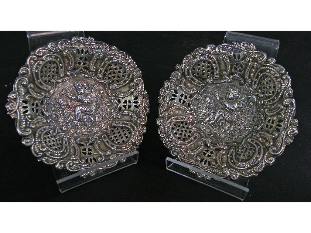 Appraisal: Pair of early th century bonbon dishes centrally embossed with