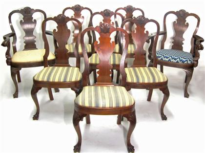 Appraisal: Set of eight Queen Anne style walnut dining chairs th