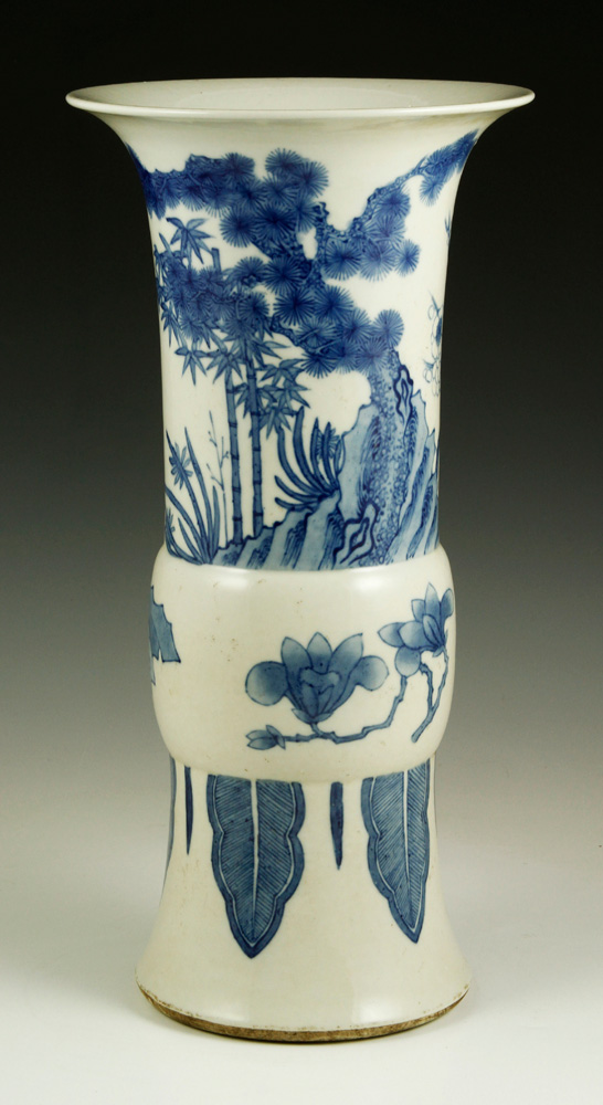 Appraisal: - Qing Dynasty Blue and White Gu Vase Blue and