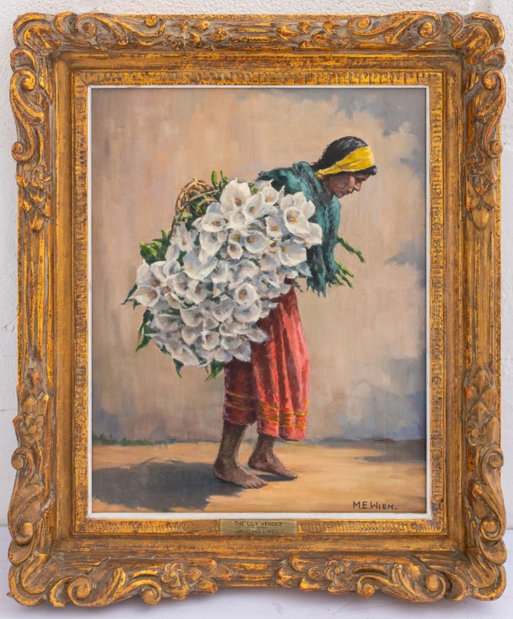 Appraisal: M E WIEN LILY VENDOR OIL ON CANVAS M E