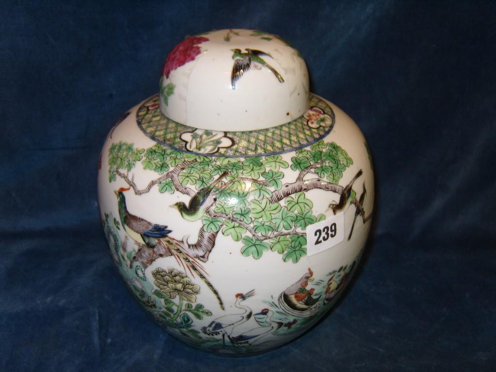 Appraisal: A th century Famille Verte vase and cover with painted