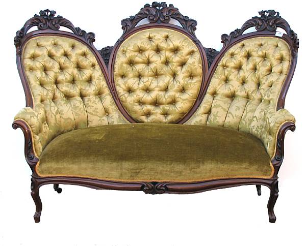 Appraisal: A Victorian Rococo Revival walnut sofa height in width in