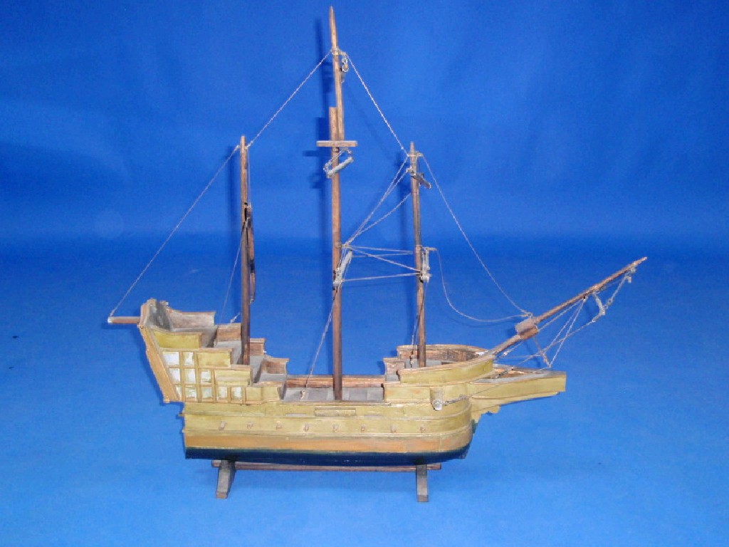 Appraisal: A hand built wooden model of a four mast gun