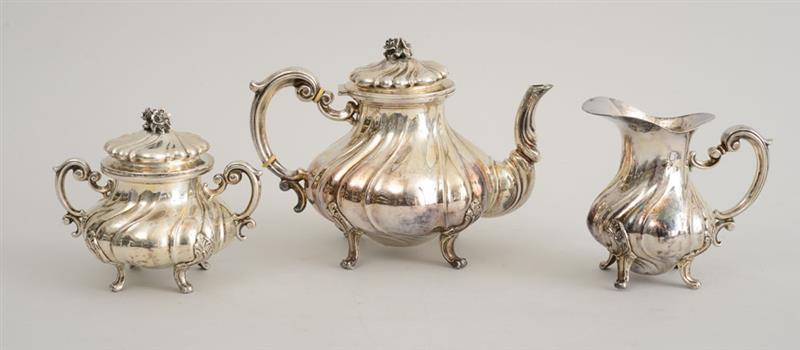 Appraisal: ITALIAN SILVER THREE-PIECE TEA SET Peruzzi comprising a pot sugar