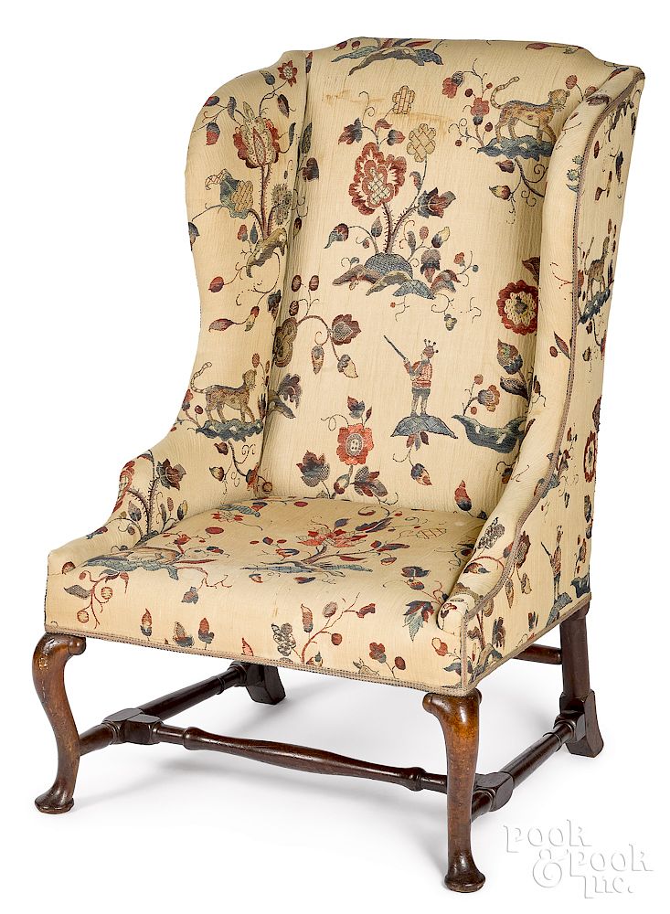 Appraisal: George II mahogany wing chair ca George II mahogany easy