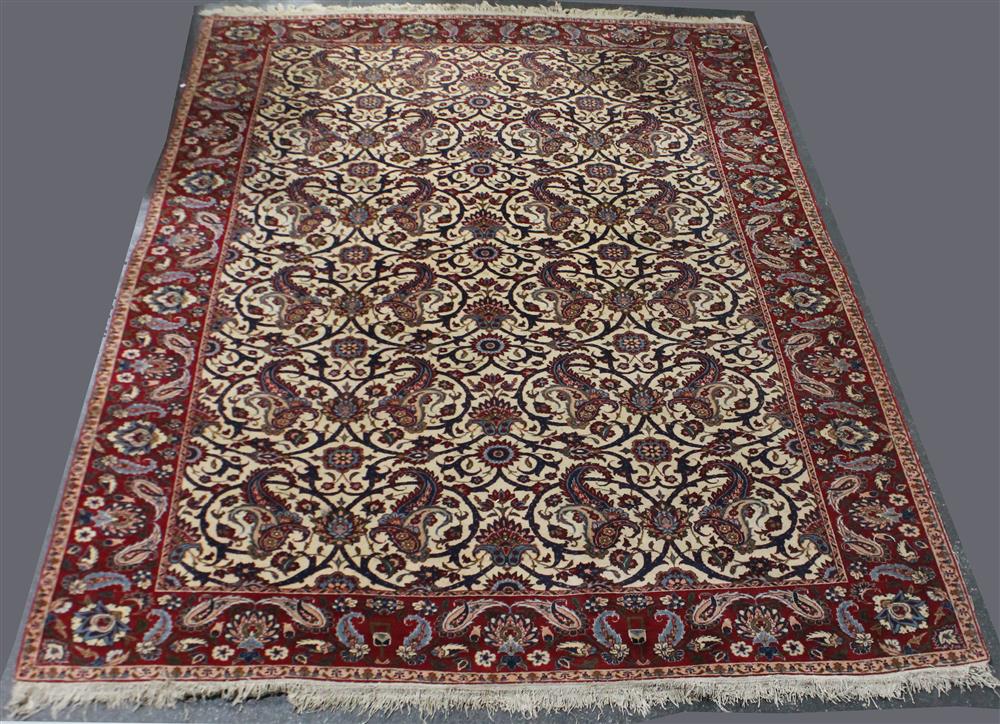 Appraisal: INDO PERSIAN ORIENTAL WOOL RUG all over repeating design on