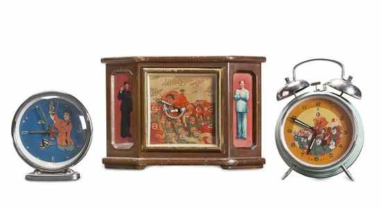 Appraisal: Three Vintage Moving Alarm Clocks table-top models manufactured by the