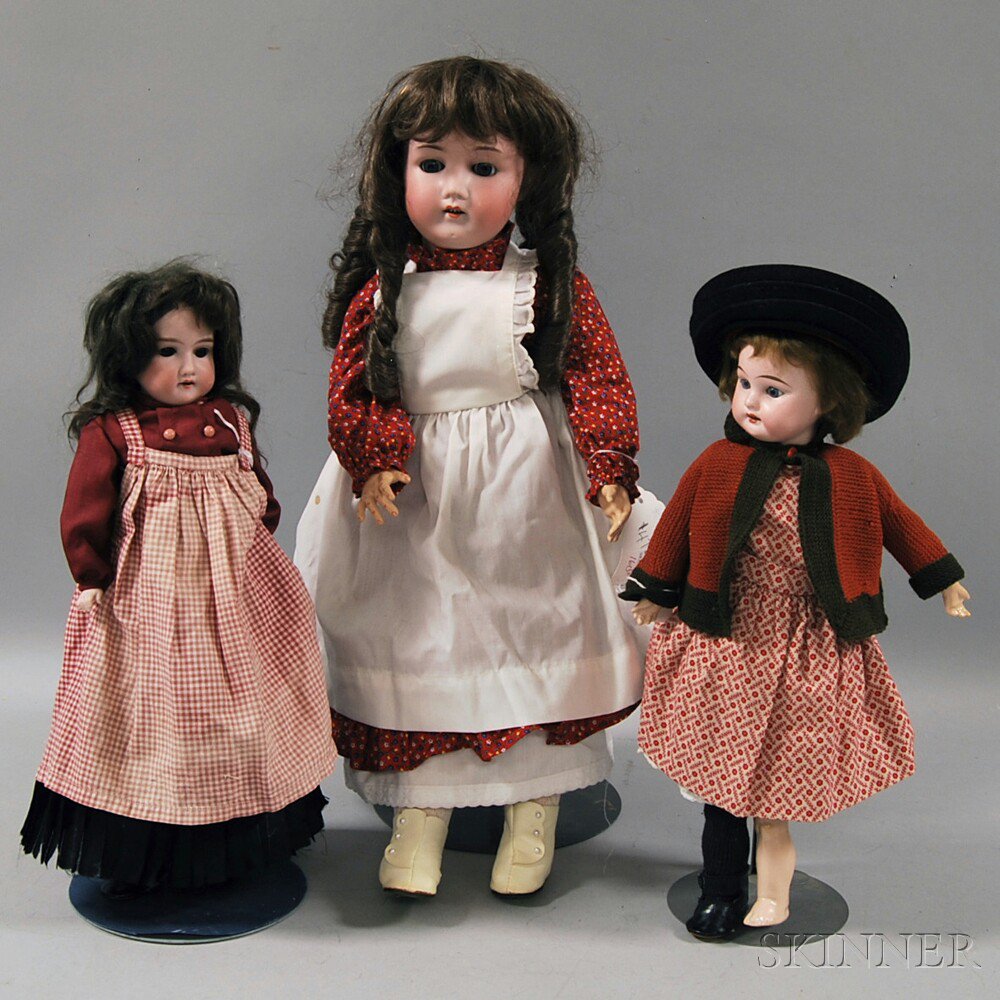 Appraisal: Three German Bisque Head Dolls all with open mouths one