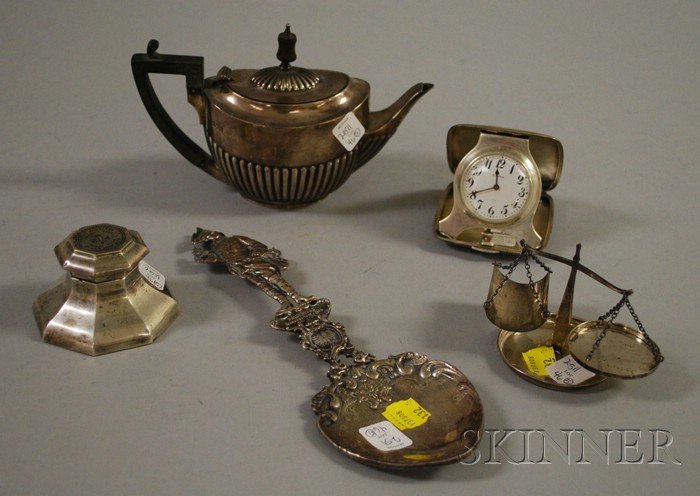 Appraisal: Tiffany Sterling Silver Travel Clock and Other Silver and Silver