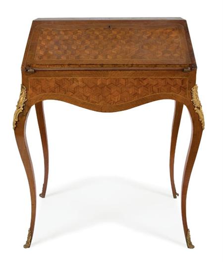 Appraisal: Transitional Louis XV XVI Style Gilt-Metal Mounted Parquetry Inlaid Walnut