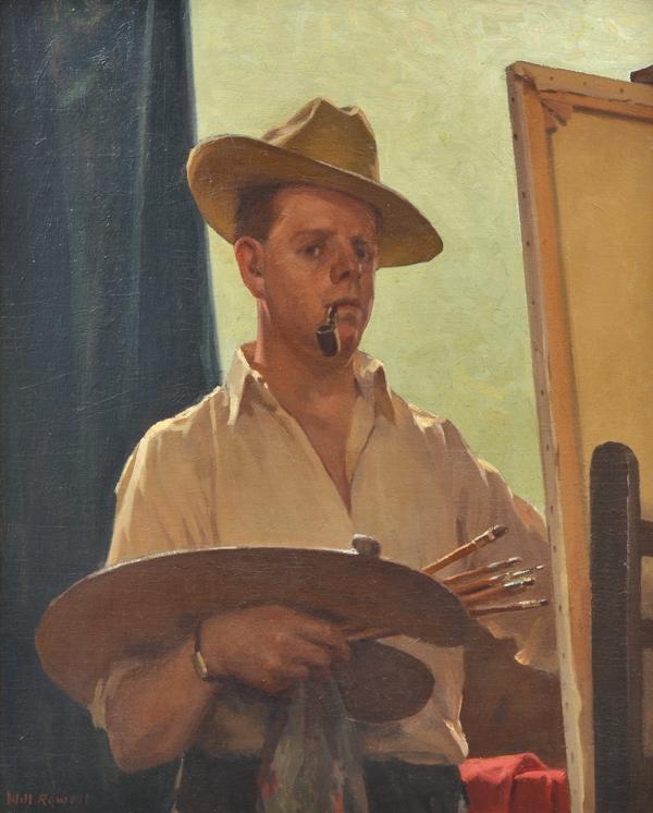 Appraisal: WILLIAM ROWELL - Self Portrait oil on canvas WILLIAM ROWELL