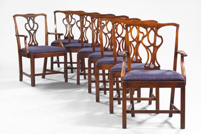 Appraisal: Suite of Eight George III-Style Mahogany Dining Chairs first quarter