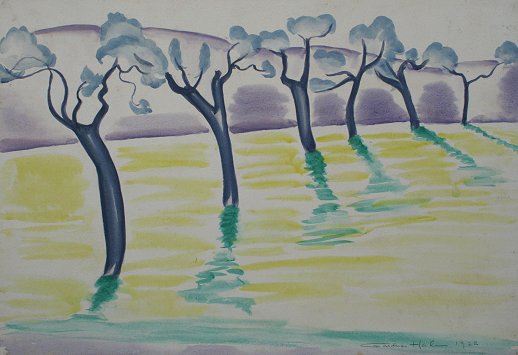 Appraisal: HALE Gardner American - Modernist Landscape with Trees W C