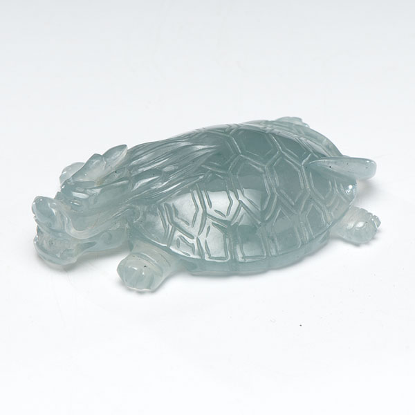 Appraisal: Chinese A carved water jadeite turtle with a dragon head