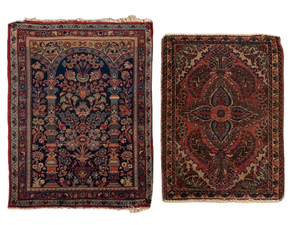 Appraisal: TWO SAROUK MATS X AND X CIRCA TWO SAROUK MATS