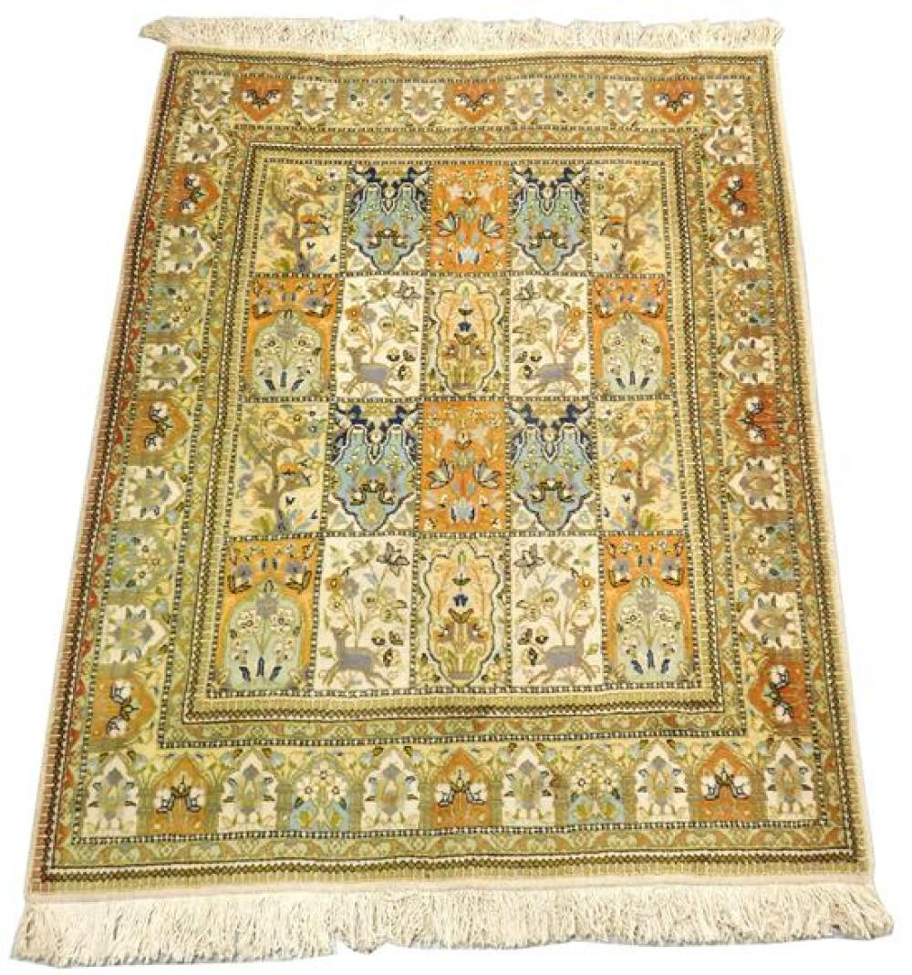 Appraisal: RUG Modern Persian Tabriz style x panel center with animals