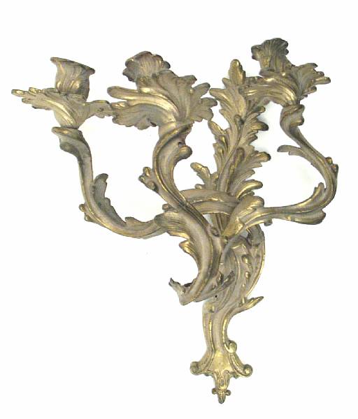 Appraisal: A Louis XV style three light wall sconce height in