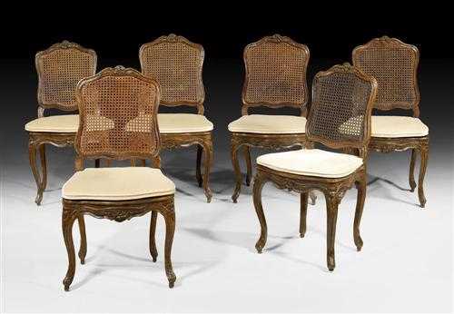 Appraisal: SET OF CARVED BEECHWOOD CHAIRS A LA REINE Louis XV